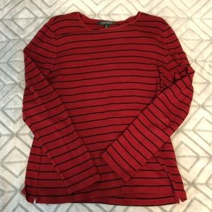 Ralph Lauren Women's Top Red And Black Stripe